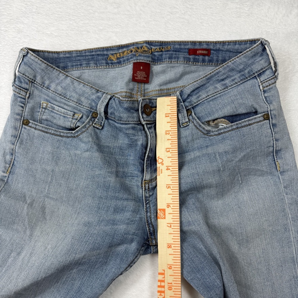 AriZona Jeans Women's Blue Denim Stretch Low-Rise Classic Straight Zip Fly - 9 - Picture 6 of 8